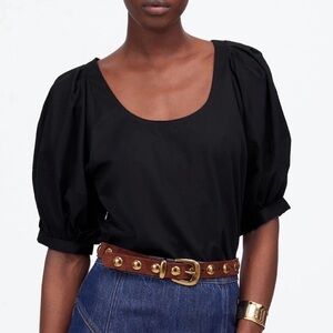 Madwell Black Scoop Neck Puff Sleeve Top size small